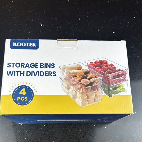Clear Storage Bins with Dividers - 4 PCS - Picture 1 of 7